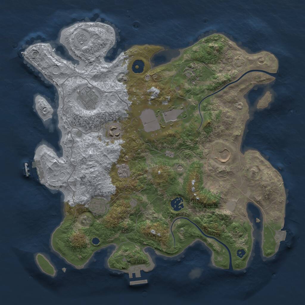 Rust Map: Procedural Map, Size: 3500, Seed: 1004494057, 14 Monuments