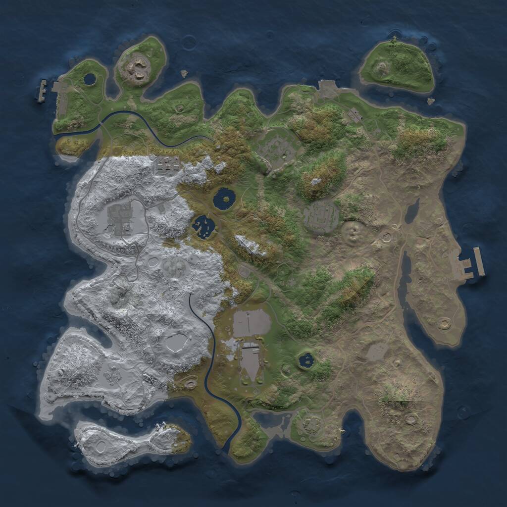 Rust Map: Procedural Map, Size: 3500, Seed: 376451176, 13 Monuments