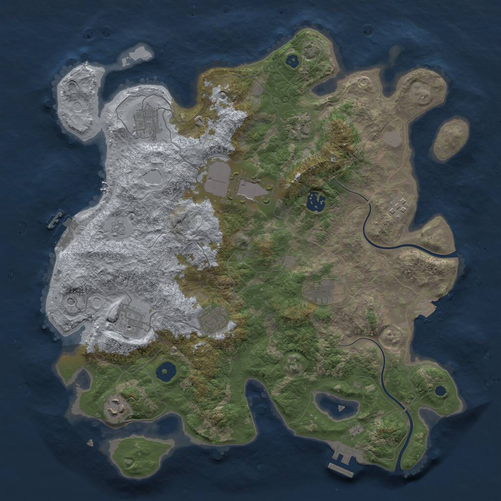 Rust Map: Procedural Map, Size: 3850, Seed: 1094101116, 15 Monuments