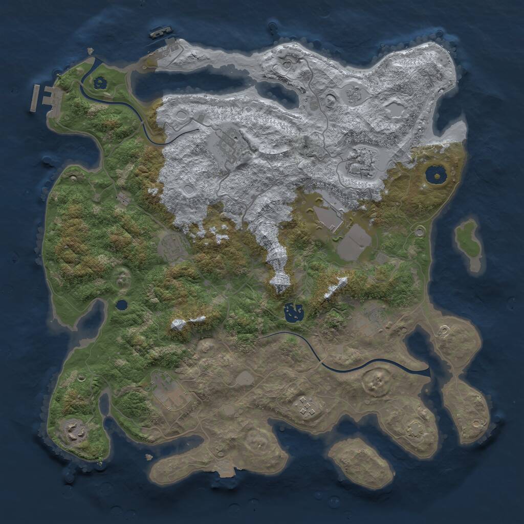 Rust Map: Procedural Map, Size: 3850, Seed: 515292332, 15 Monuments