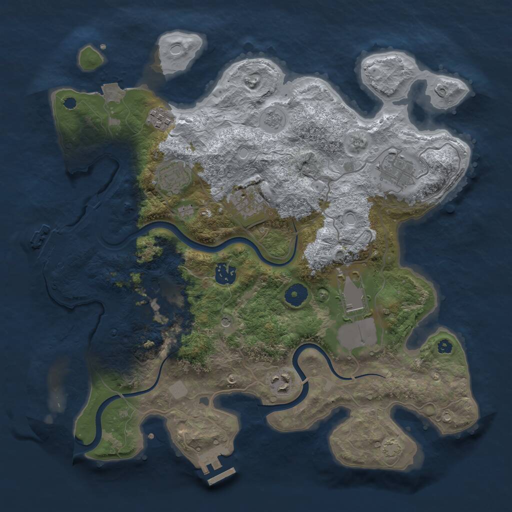 Rust Map: Procedural Map, Size: 3500, Seed: 796846235, 14 Monuments
