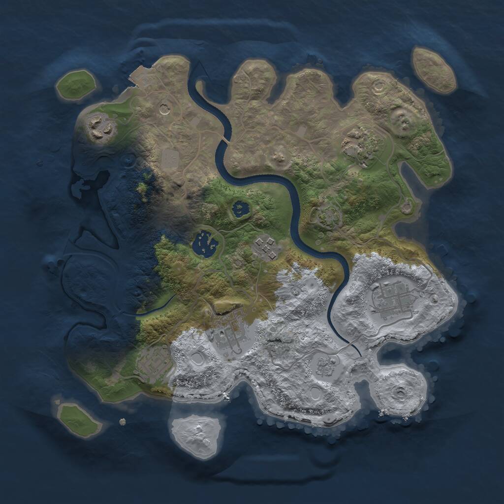 Rust Map: Procedural Map, Size: 3000, Seed: 713, 11 Monuments