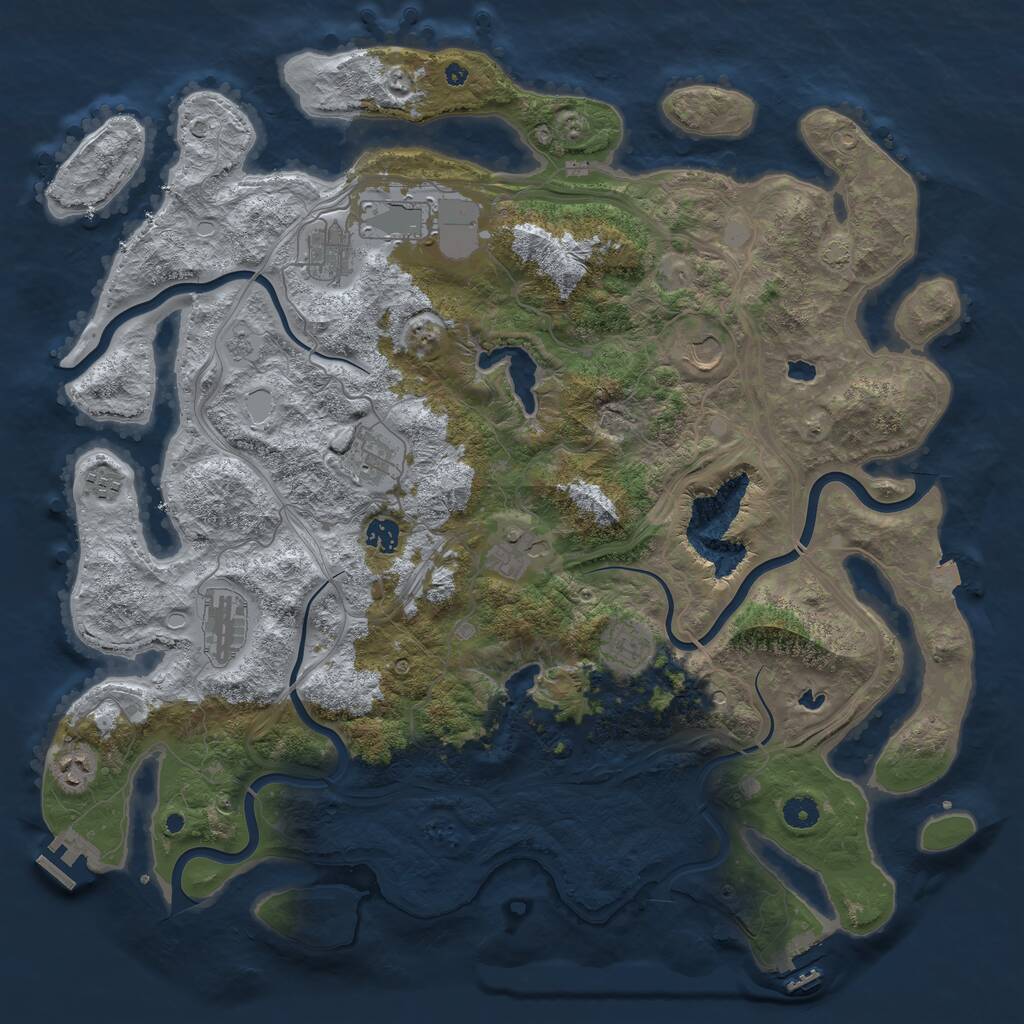 Rust Map: Procedural Map, Size: 4500, Seed: 2427487, 16 Monuments
