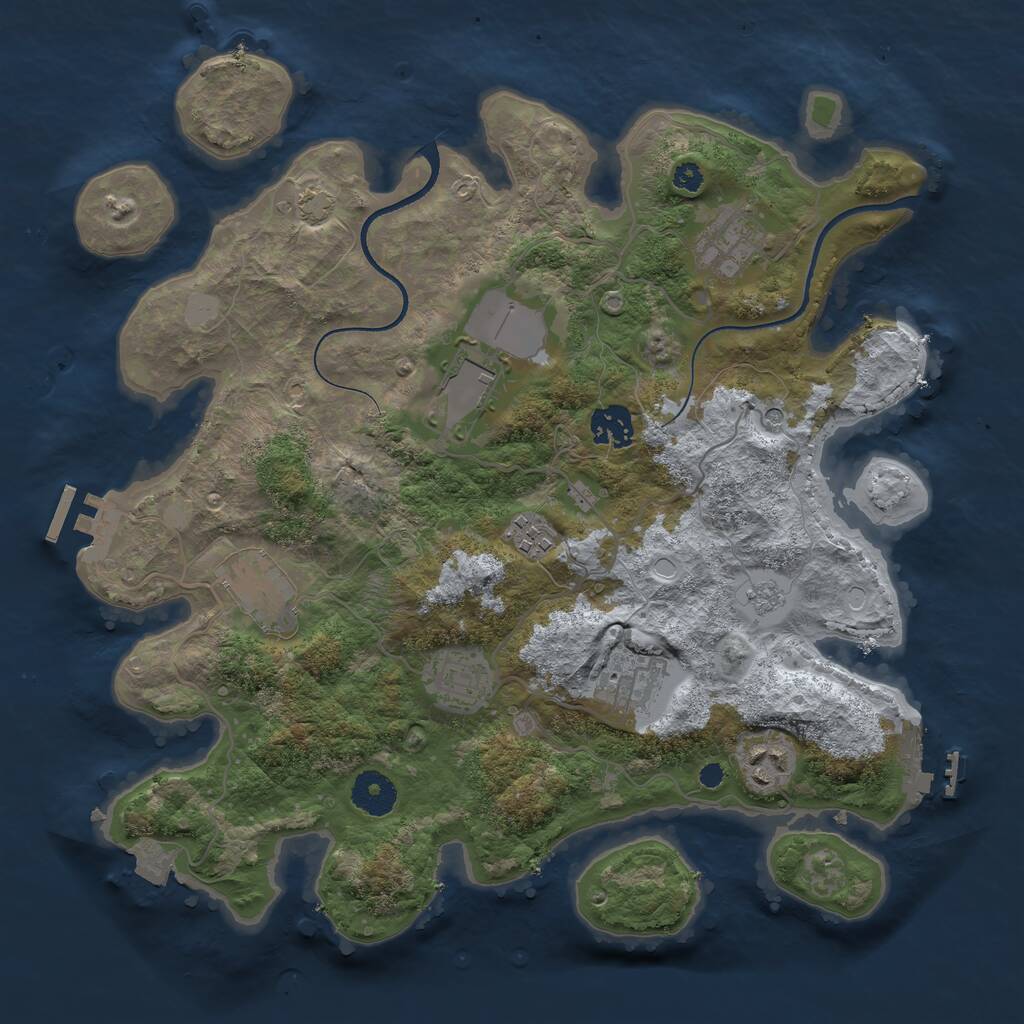 Rust Map: Procedural Map, Size: 3500, Seed: 339489956, 14 Monuments