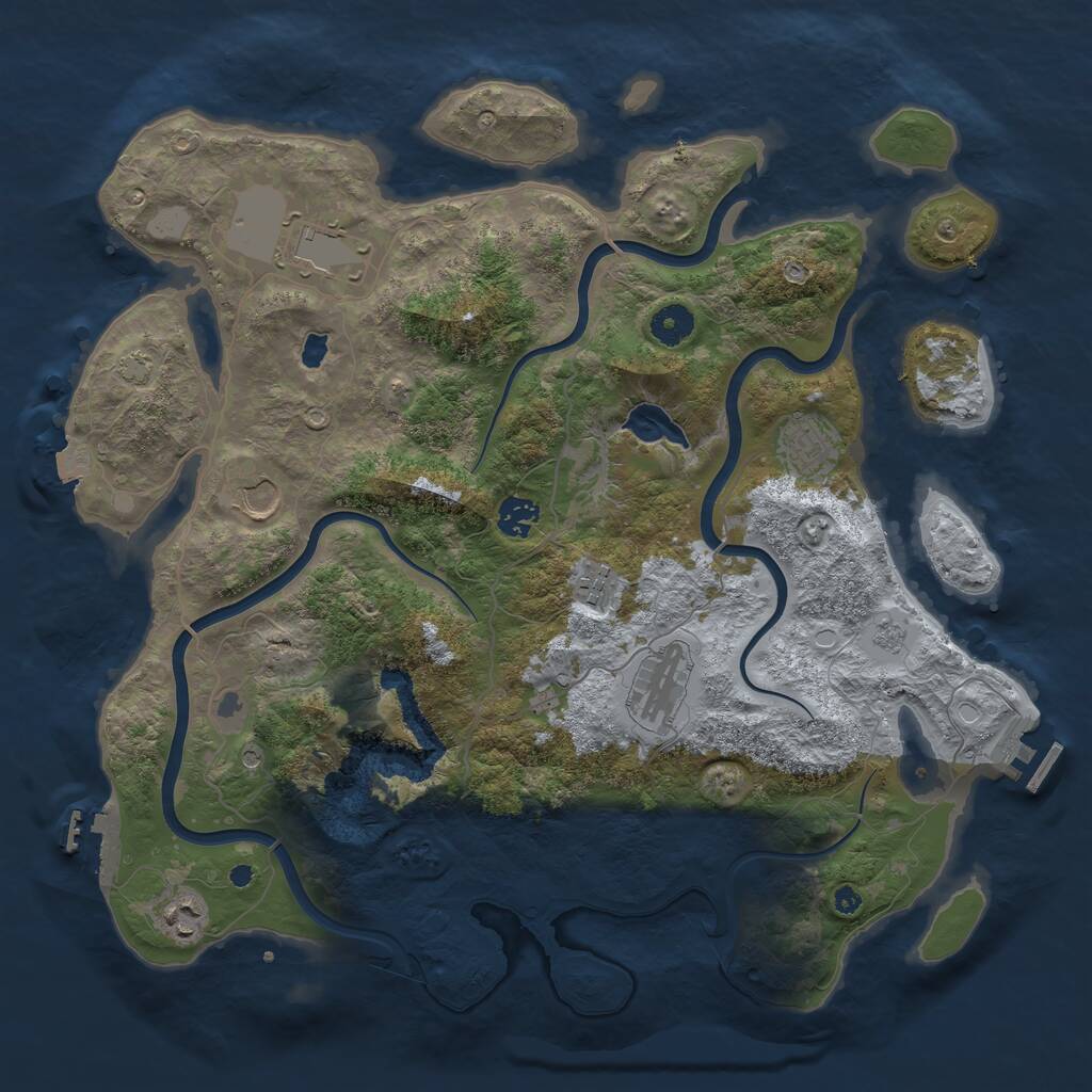 Rust Map: Procedural Map, Size: 4000, Seed: 1335629621, 13 Monuments