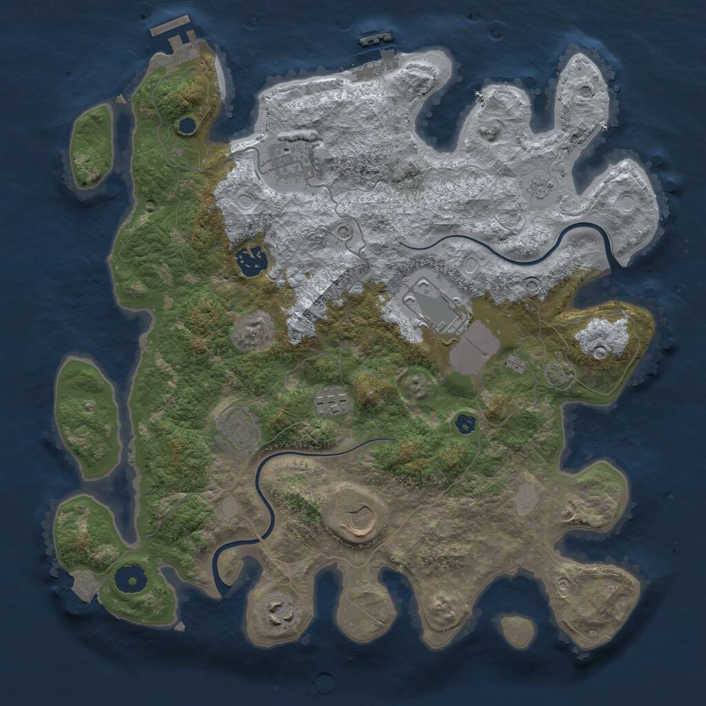 Rust Map: Procedural Map, Size: 3500, Seed: 32634, 13 Monuments