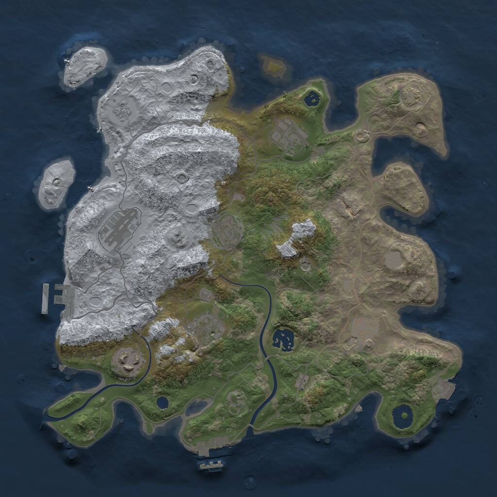 Rust Map: Procedural Map, Size: 3300, Seed: 2066827063, 13 Monuments