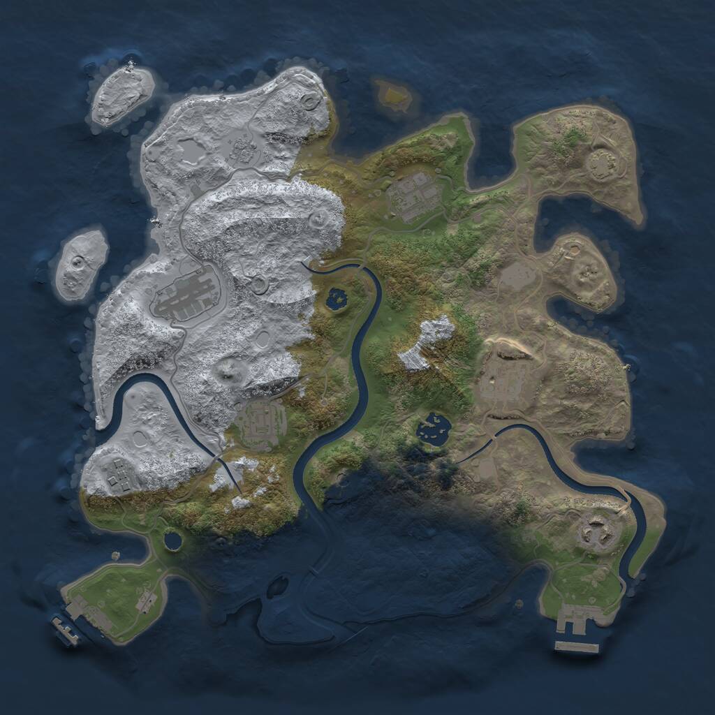 Rust Map: Procedural Map, Size: 3300, Seed: 2066827063, 13 Monuments