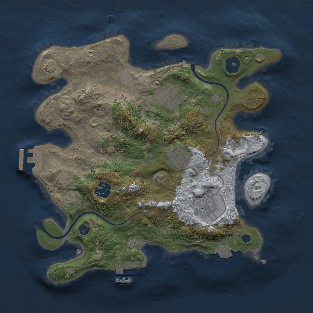 Rust Map: Procedural Map, Size: 3000, Seed: 3545, 9 Monuments