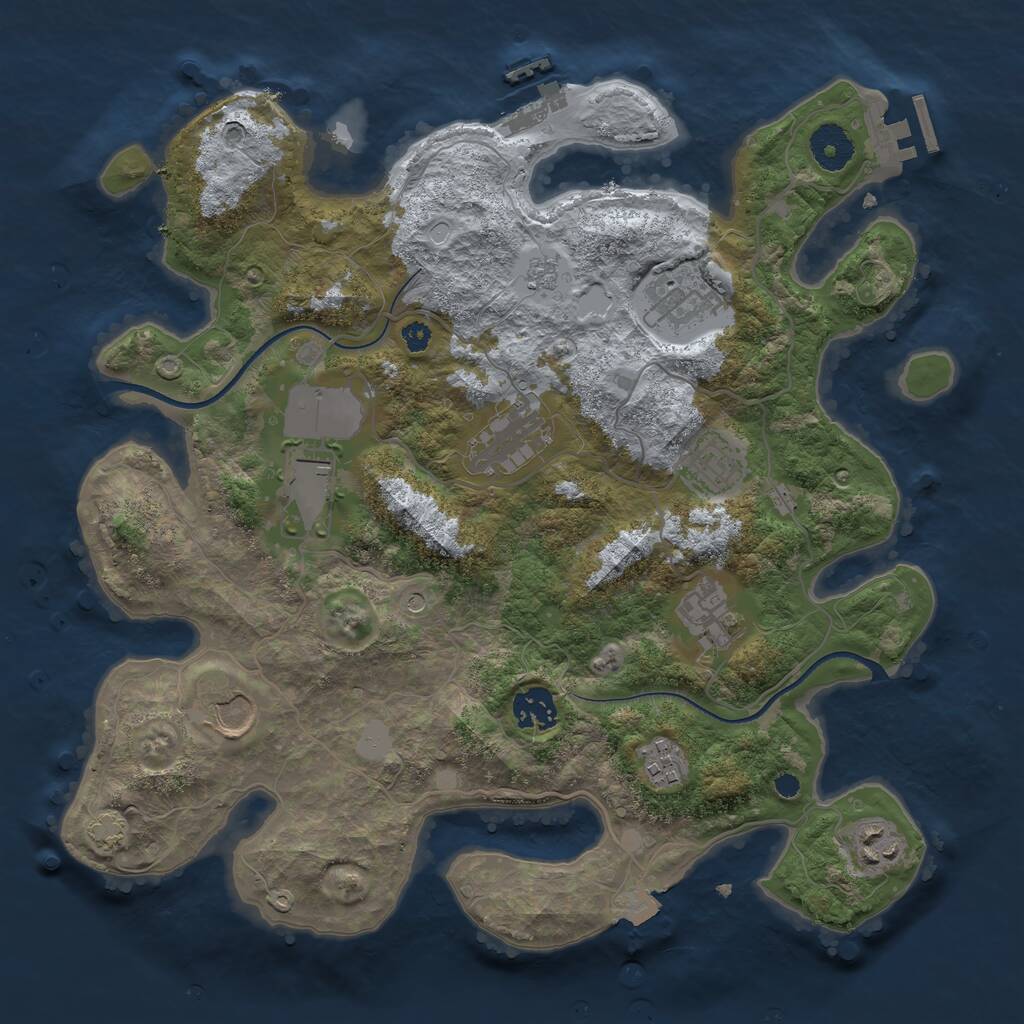 Rust Map: Procedural Map, Size: 3500, Seed: 1650963293, 15 Monuments