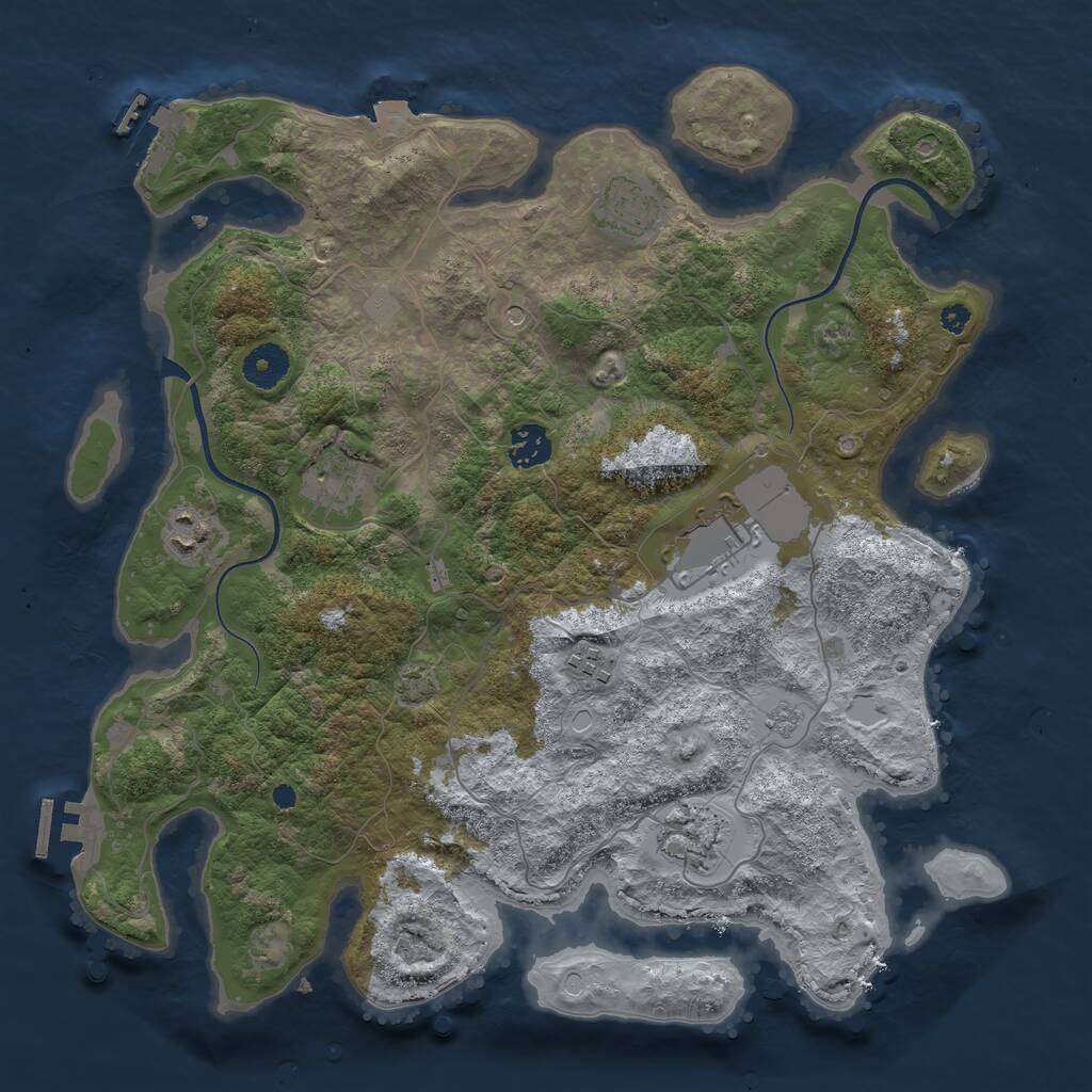 Rust Map: Procedural Map, Size: 3700, Seed: 38658936, 13 Monuments