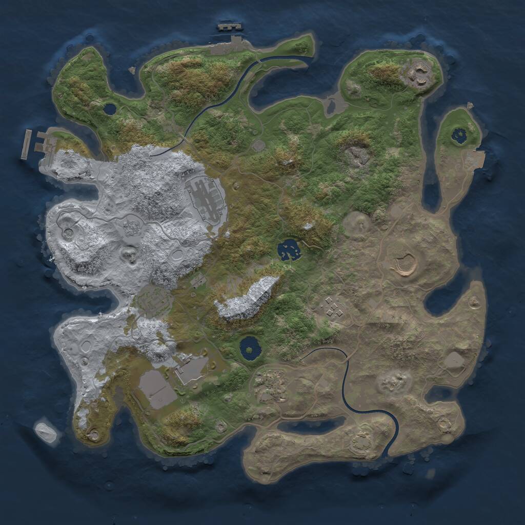 Rust Map: Procedural Map, Size: 3500, Seed: 819017346, 14 Monuments