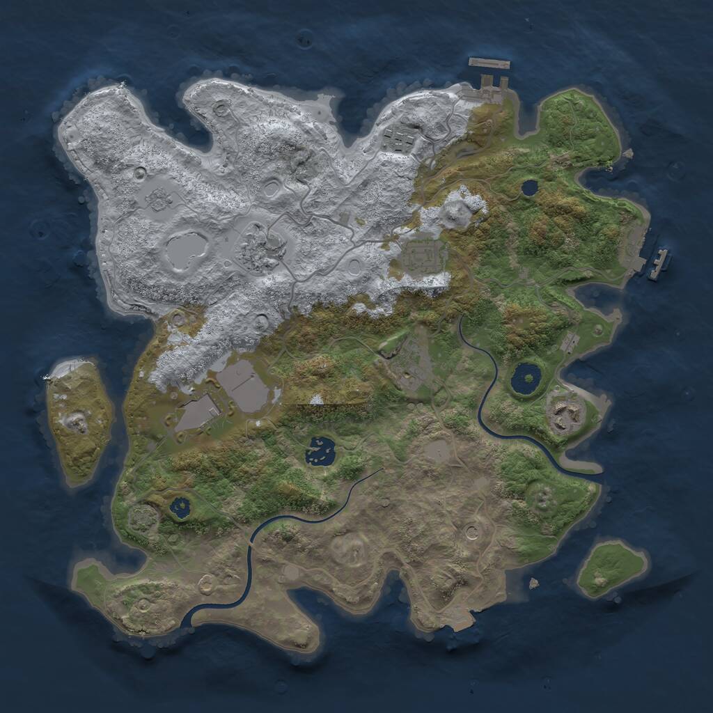 Rust Map: Procedural Map, Size: 3500, Seed: 1285324847, 13 Monuments