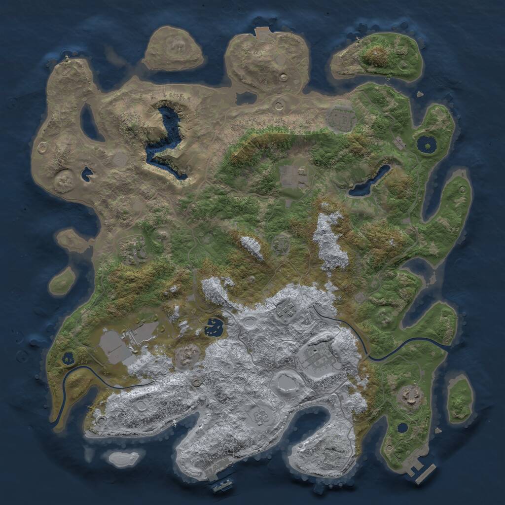 Rust Map: Procedural Map, Size: 4000, Seed: 1847433647, 14 Monuments