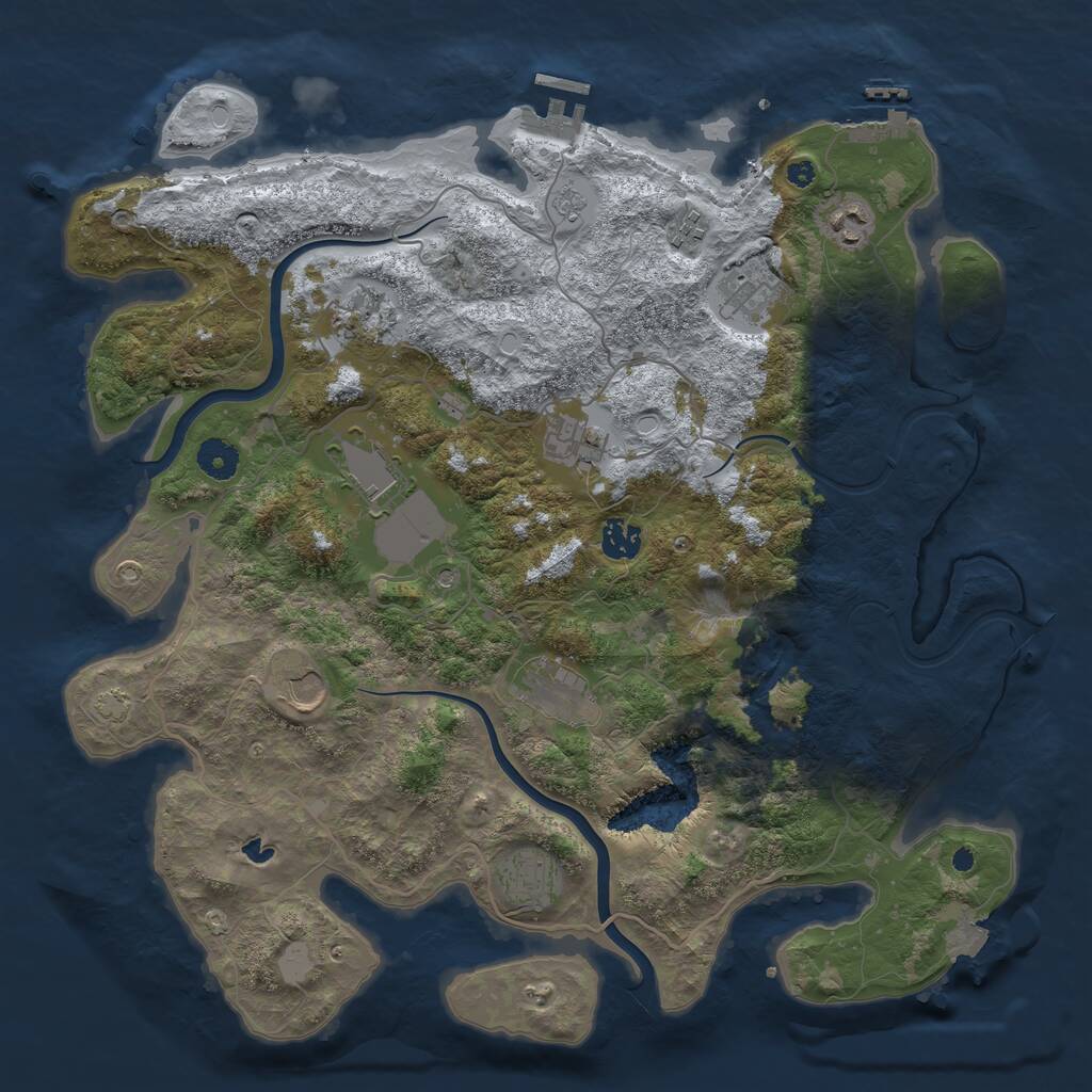 Rust Map: Procedural Map, Size: 4000, Seed: 3708, 16 Monuments