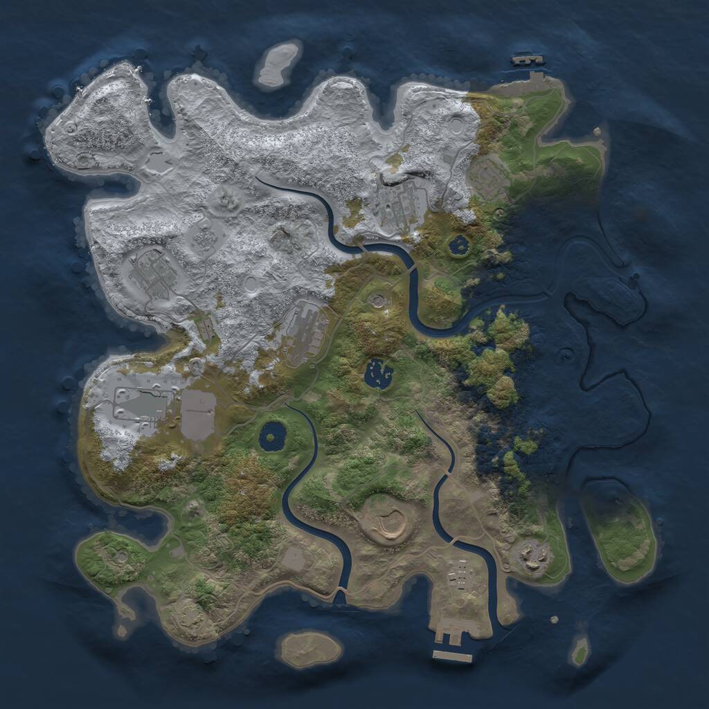 Rust Map: Procedural Map, Size: 3650, Seed: 1028489500, 15 Monuments