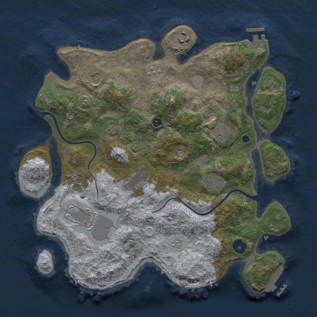 Rust Map: Procedural Map, Size: 3500, Seed: 607216180, 13 Monuments