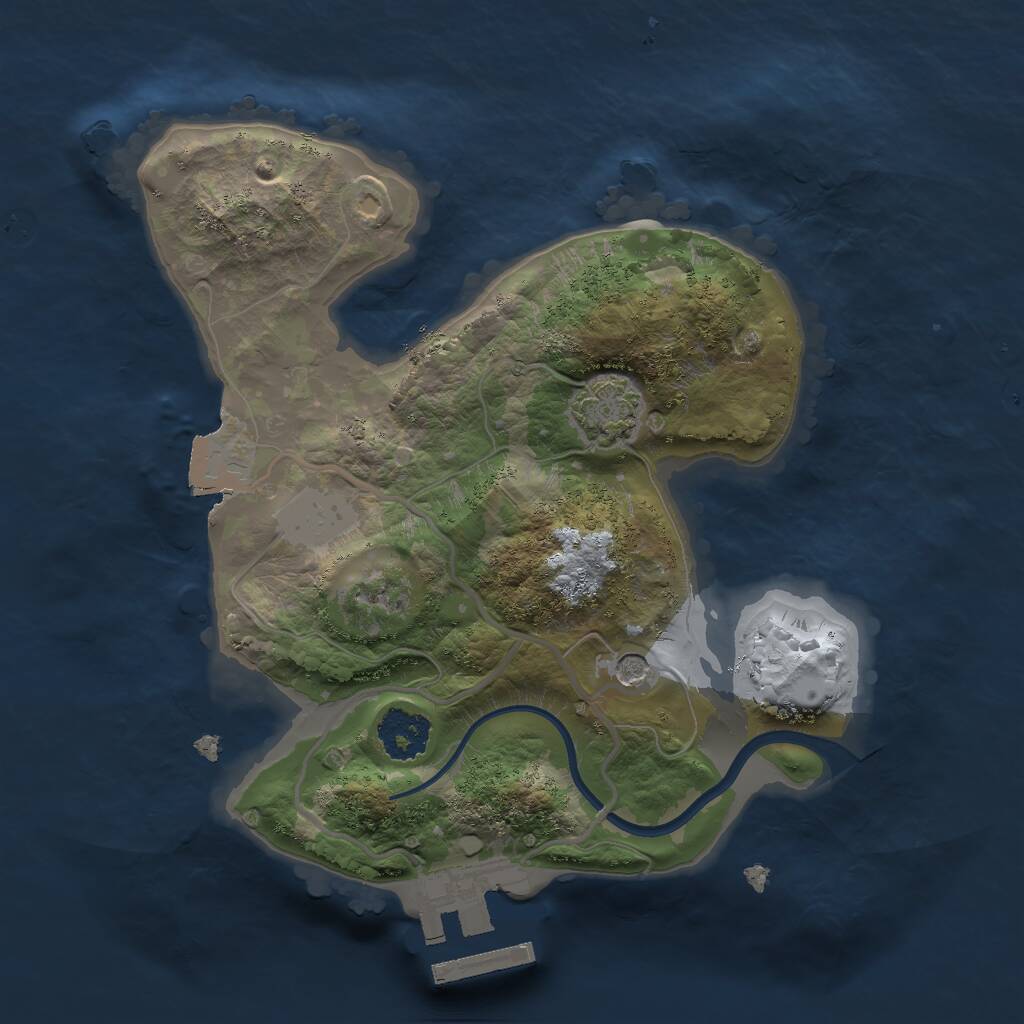 Rust Map: Procedural Map, Size: 2000, Seed: 1130772344, 4 Monuments