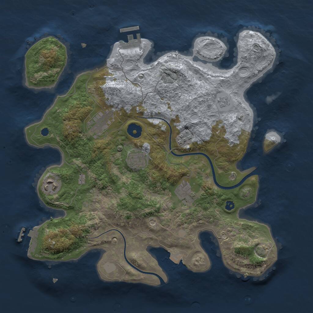 Rust Map: Procedural Map, Size: 3250, Seed: 130163886, 11 Monuments