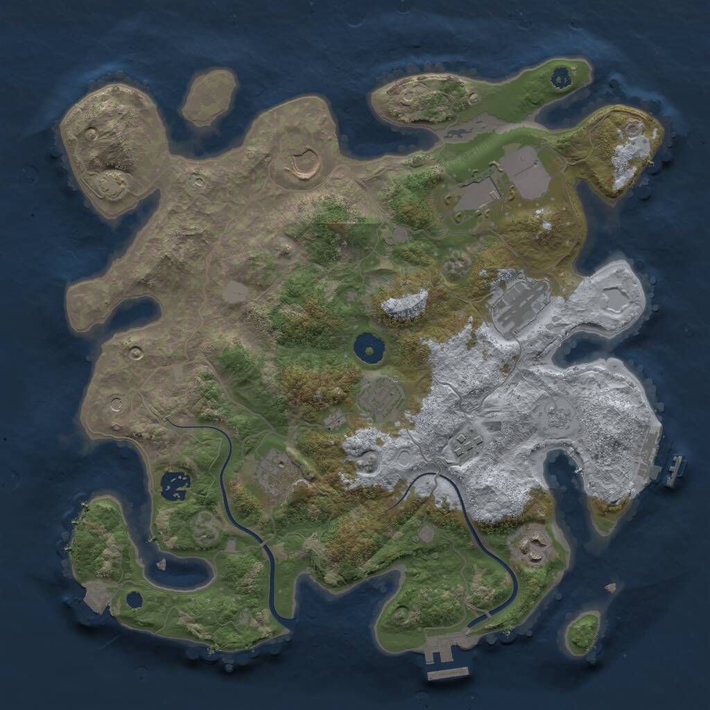 Rust Map: Procedural Map, Size: 3500, Seed: 1210876085, 14 Monuments