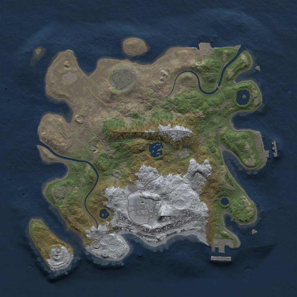 Rust Map: Procedural Map, Size: 3000, Seed: 29925, 8 Monuments