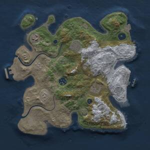 Thumbnail Rust Map: Procedural Map, Size: 3000, Seed: 1100851464, 11 Monuments