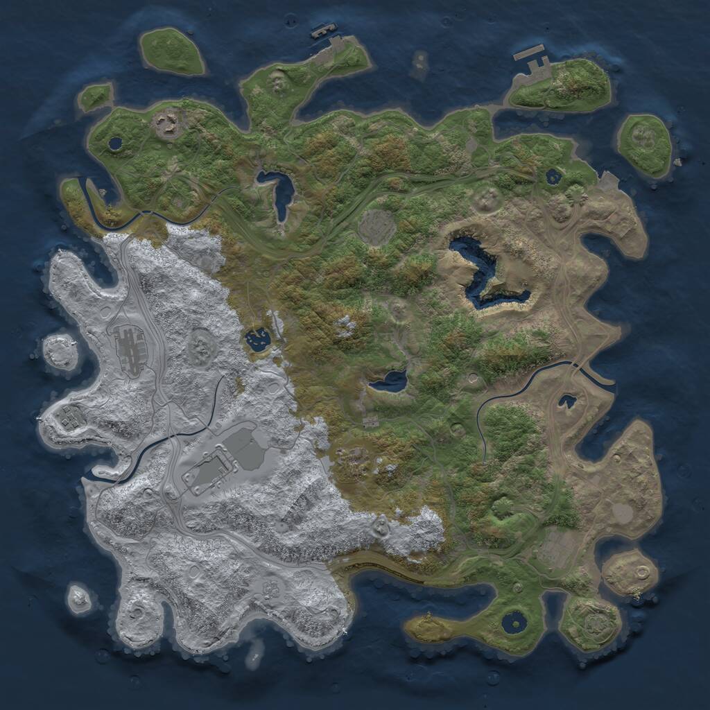 Rust Map: Procedural Map, Size: 4500, Seed: 197342177, 14 Monuments