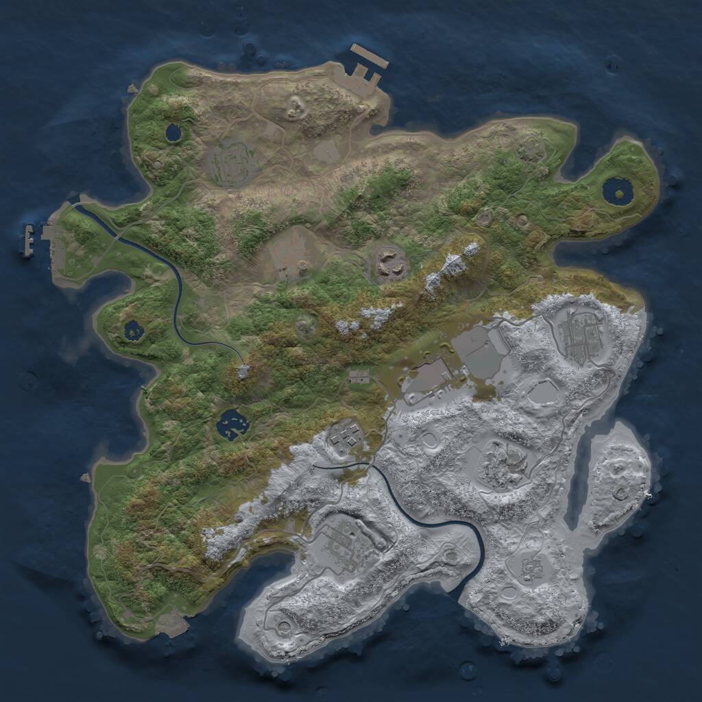 Rust Map: Procedural Map, Size: 3500, Seed: 133681461, 15 Monuments