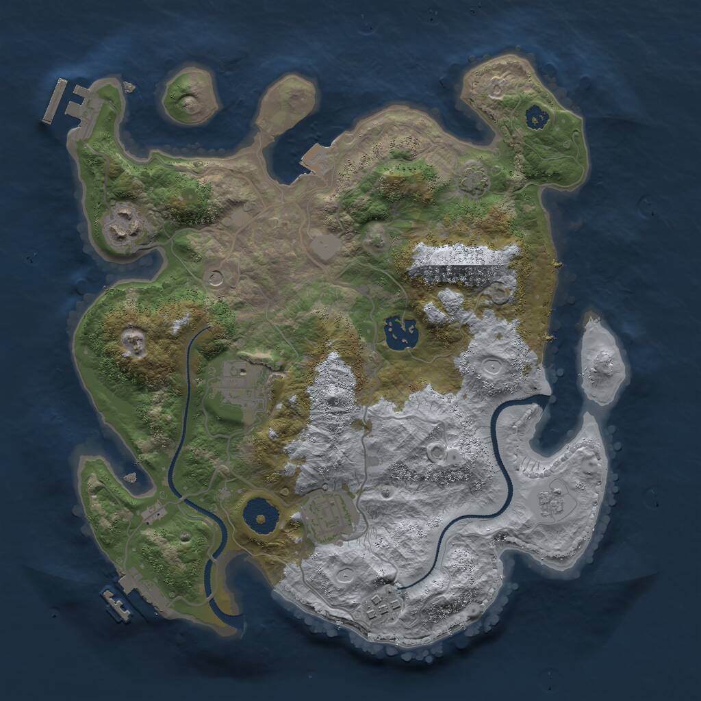 Rust Map: Procedural Map, Size: 3000, Seed: 542740651, 11 Monuments