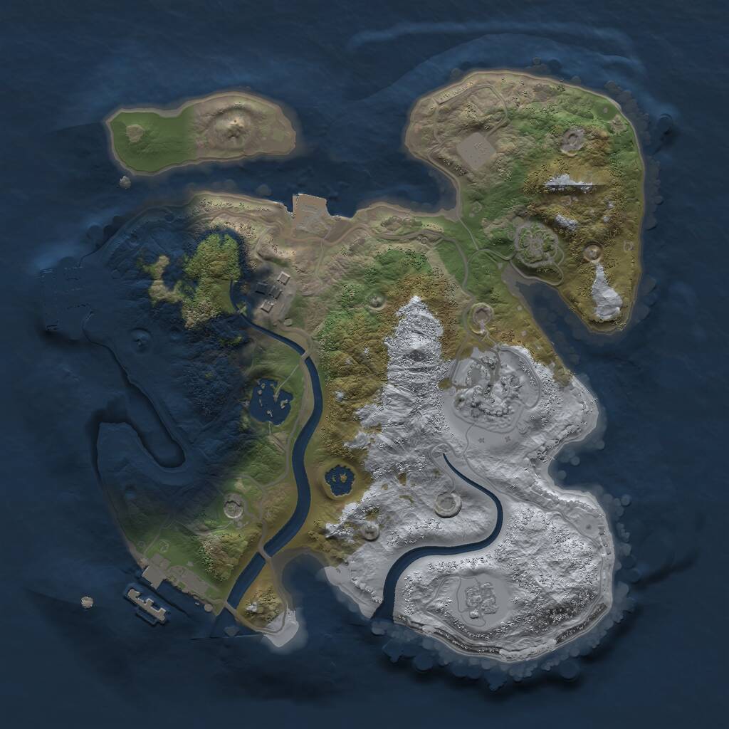Rust Map: Procedural Map, Size: 2500, Seed: 542740651, 9 Monuments