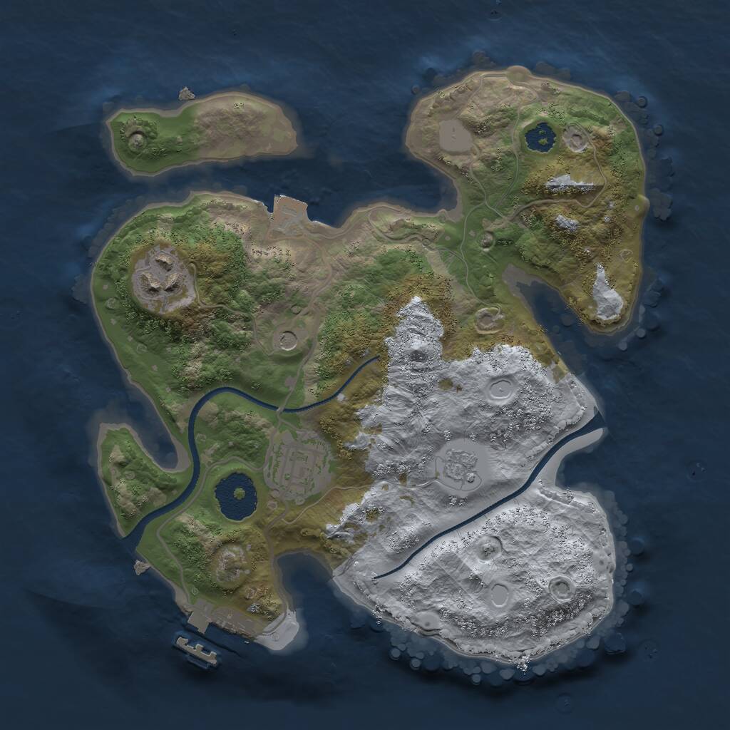 Rust Map: Procedural Map, Size: 2500, Seed: 542740651, 6 Monuments