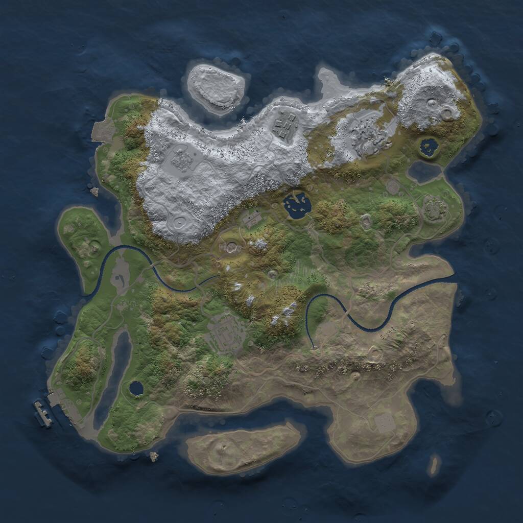 Rust Map: Procedural Map, Size: 3000, Seed: 393972906, 9 Monuments