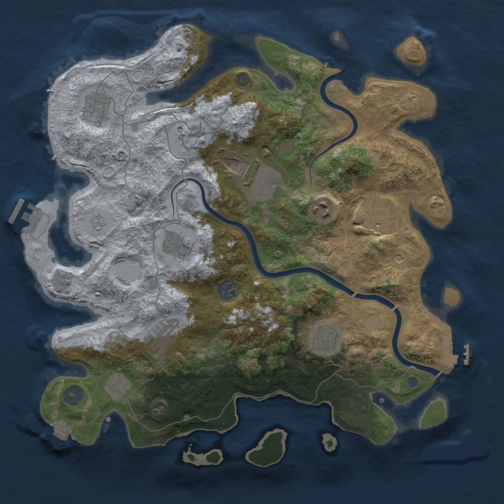 Rust Map: Procedural Map, Size: 3800, Seed: 644829616, 16 Monuments
