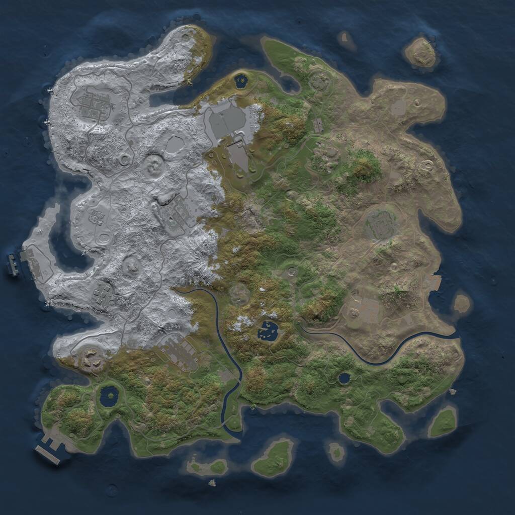 Rust Map: Procedural Map, Size: 3800, Seed: 644829616, 16 Monuments