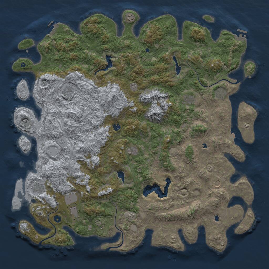 Rust Map: Procedural Map, Size: 5500, Seed: 6500, 17 Monuments