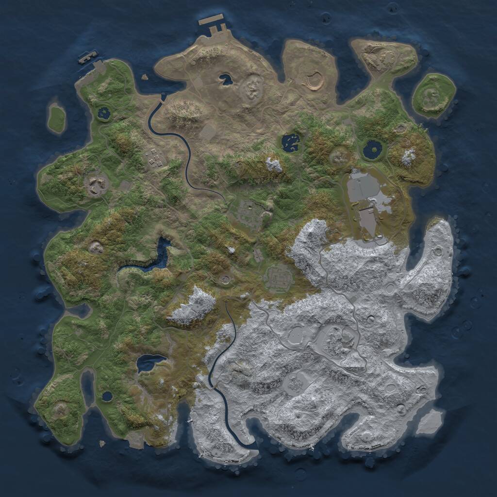 Rust Map: Procedural Map, Size: 4000, Seed: 497684023, 14 Monuments