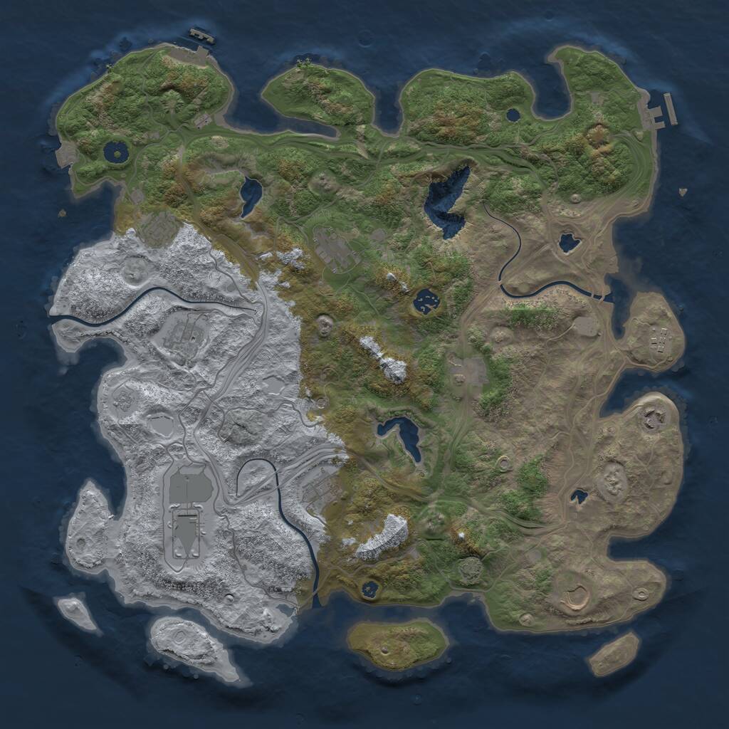 Rust Map: Procedural Map, Size: 4500, Seed: 561424596, 16 Monuments