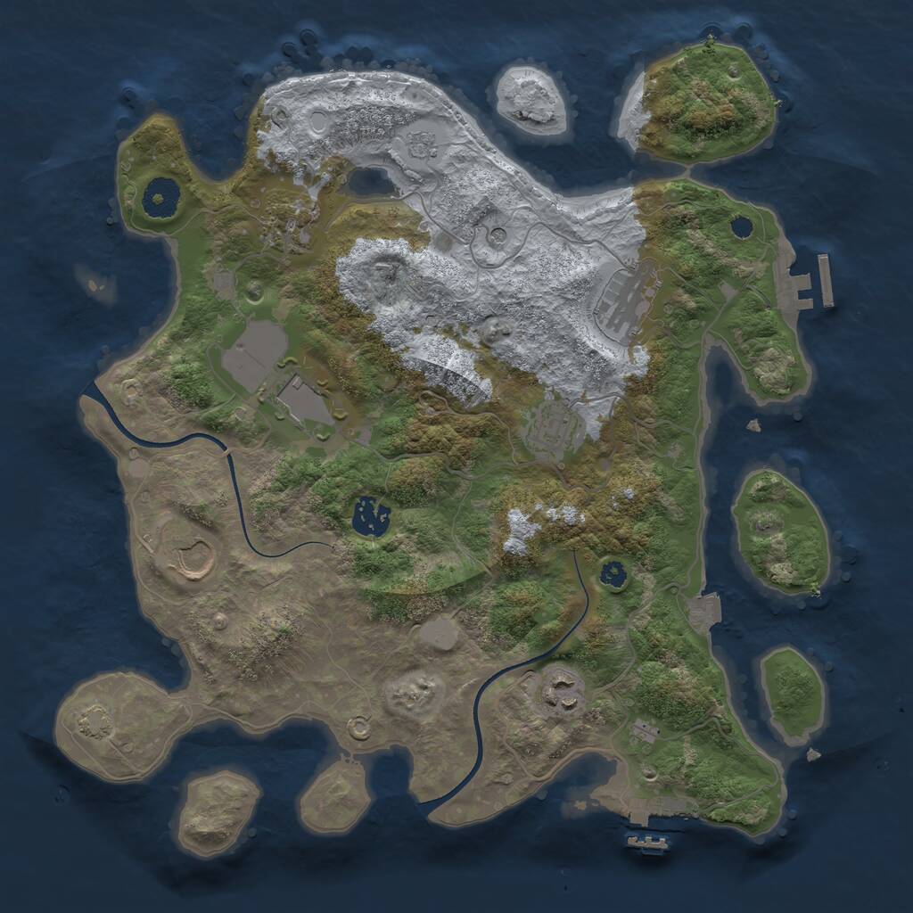 Rust Map: Procedural Map, Size: 3500, Seed: 491216392, 13 Monuments