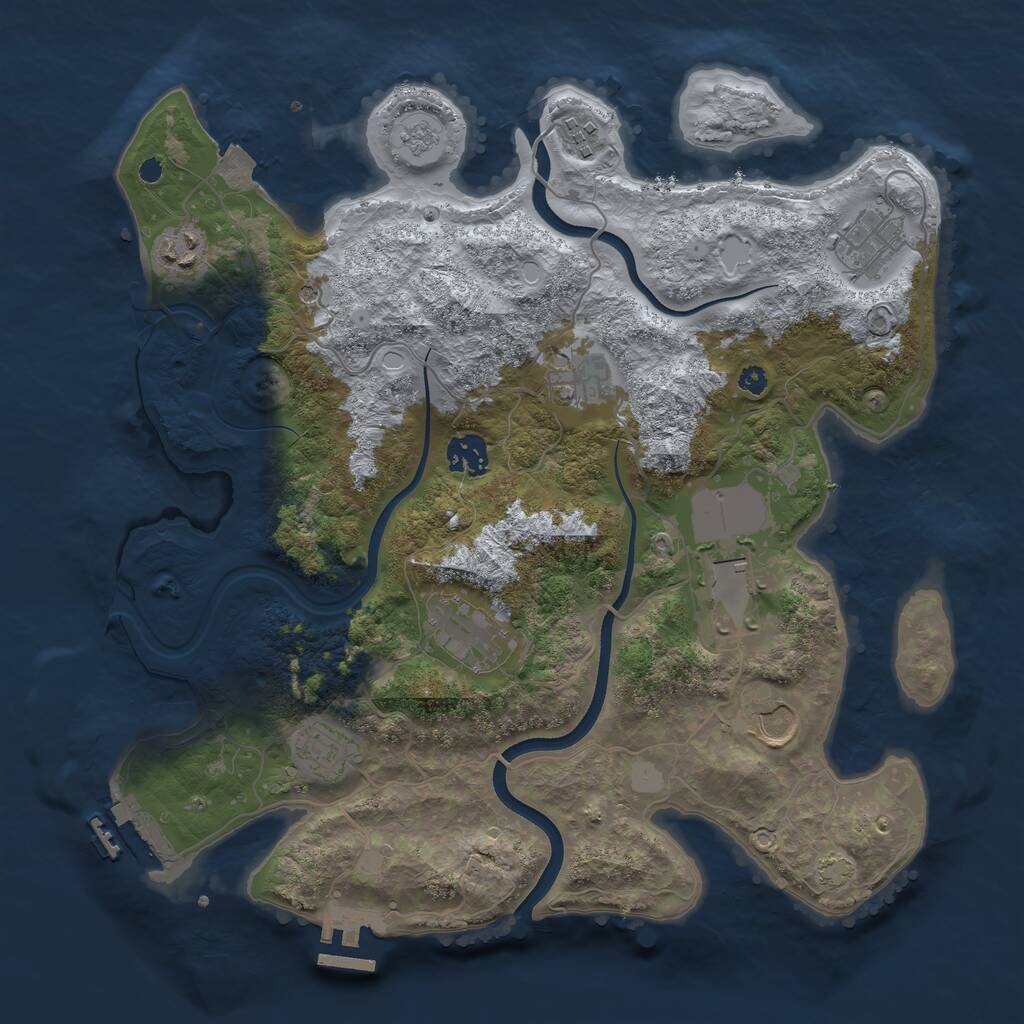 Rust Map: Procedural Map, Size: 3600, Seed: 1424, 15 Monuments