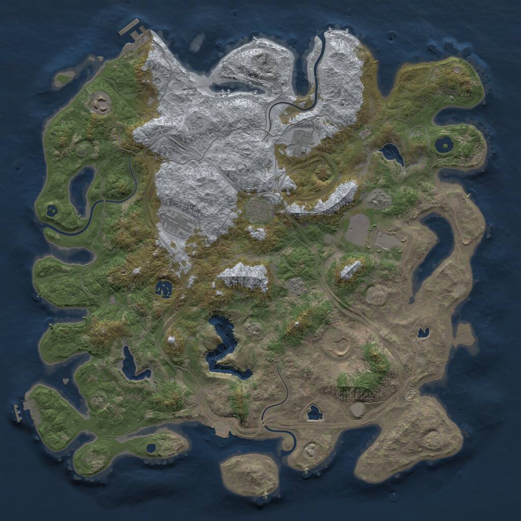 Rust Map: Procedural Map, Size: 4500, Seed: 23241, 14 Monuments