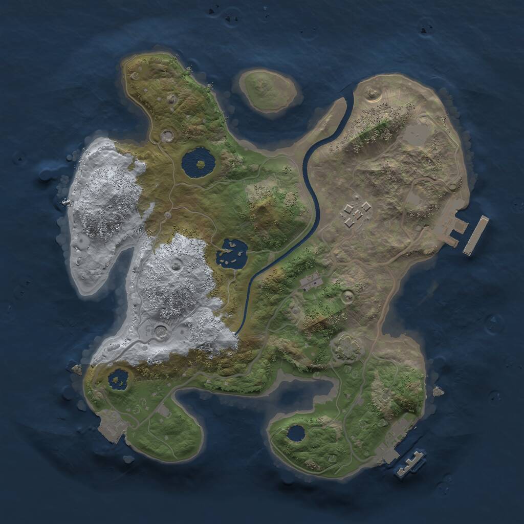 Rust Map: Procedural Map, Size: 2500, Seed: 389740975, 7 Monuments