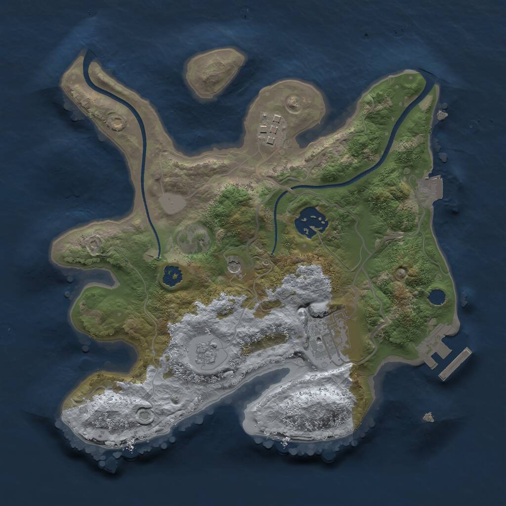 Rust Map: Procedural Map, Size: 2500, Seed: 781967434, 7 Monuments