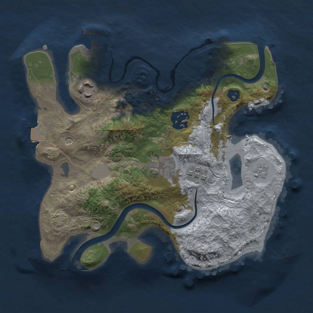 Rust Map: Procedural Map, Size: 2500, Seed: 136798563, 9 Monuments