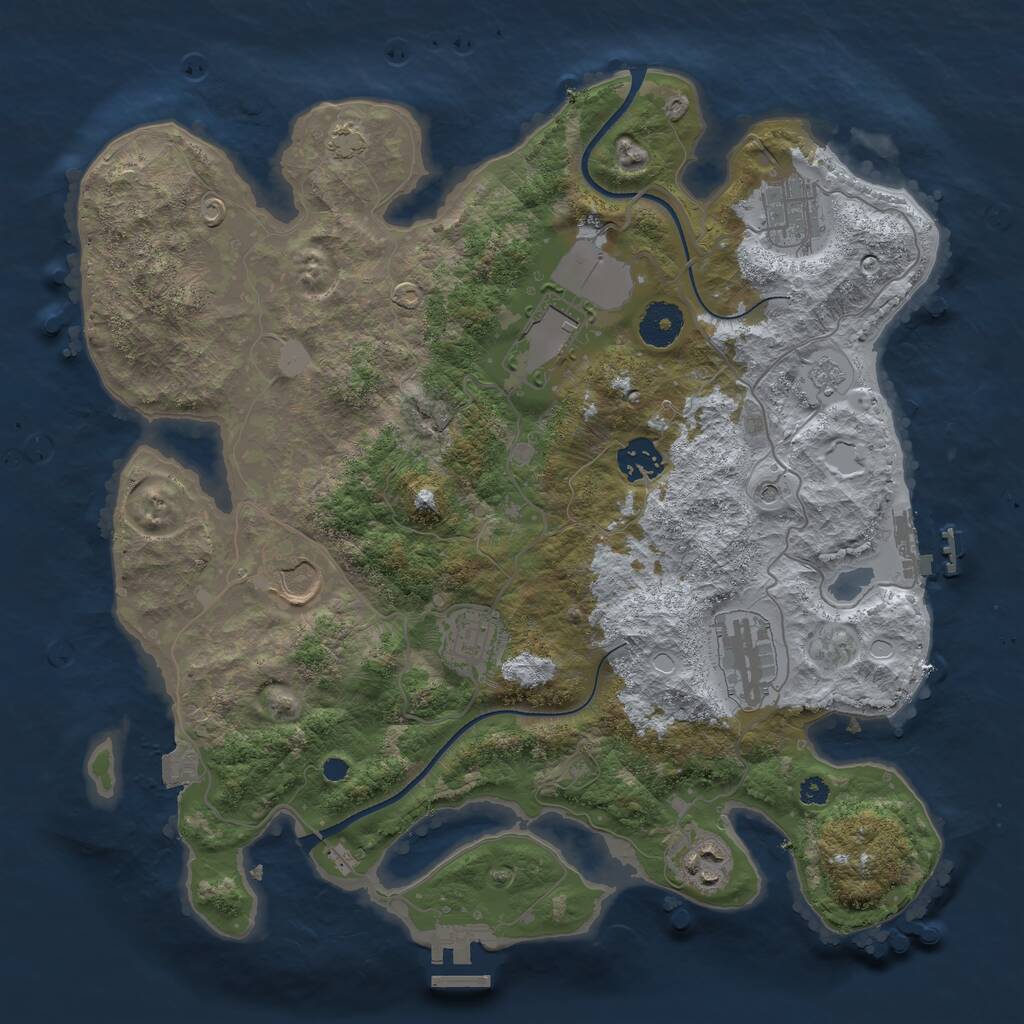 Rust Map: Procedural Map, Size: 3500, Seed: 1806660306, 13 Monuments