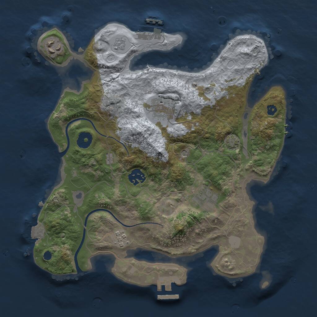 Rust Map: Procedural Map, Size: 3000, Seed: 1077374321, 11 Monuments