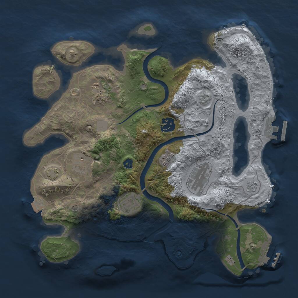 Rust Map: Procedural Map, Size: 3000, Seed: 1391247255, 12 Monuments