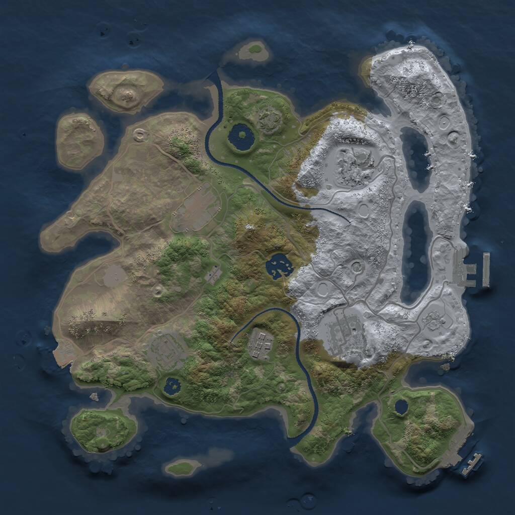 Rust Map: Procedural Map, Size: 3000, Seed: 1391247255, 12 Monuments