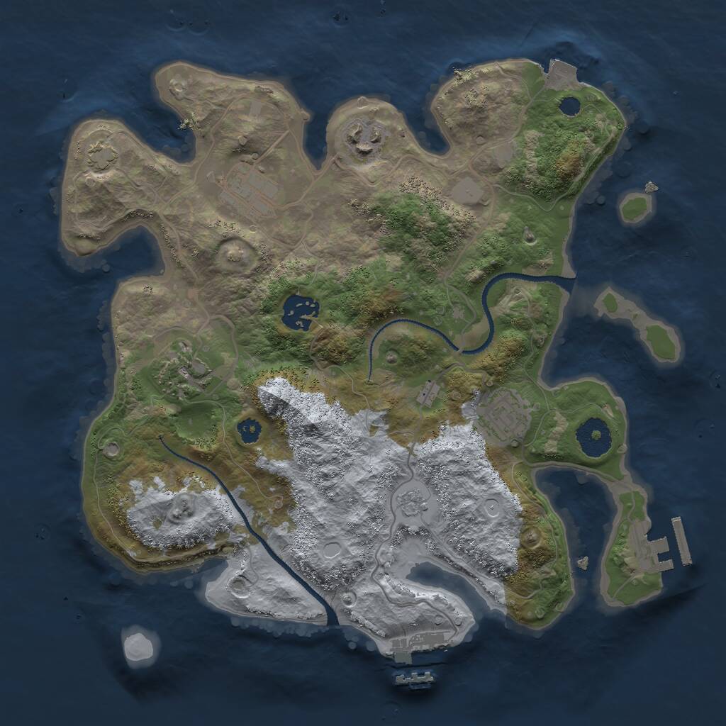 Rust Map: Procedural Map, Size: 3000, Seed: 1244867189, 10 Monuments