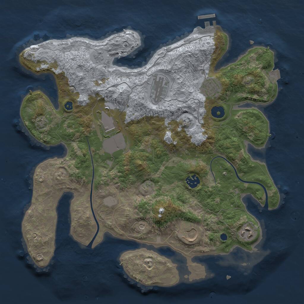Rust Map: Procedural Map, Size: 3500, Seed: 1918894735, 11 Monuments