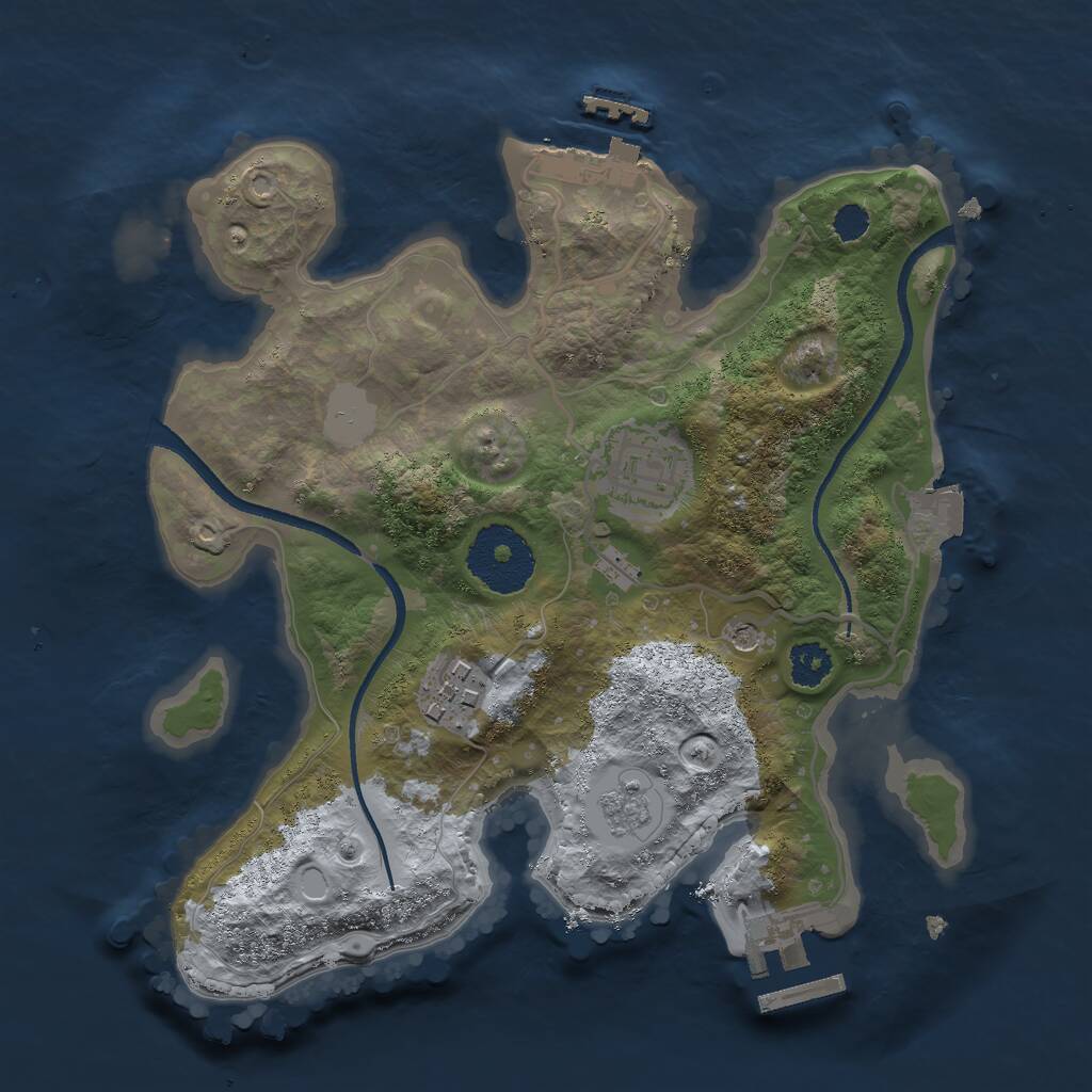 Rust Map: Procedural Map, Size: 2500, Seed: 681742, 7 Monuments